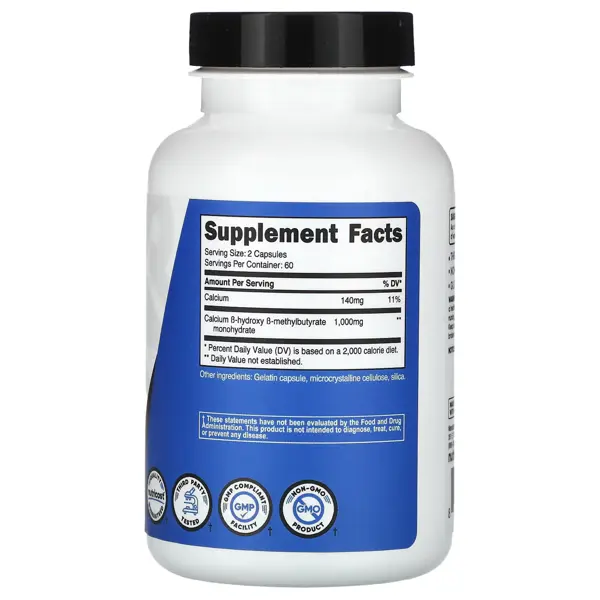 Nutricost HMB (Beta-Hydroxy Beta-Methylbutyrate) 1000mg Capsules